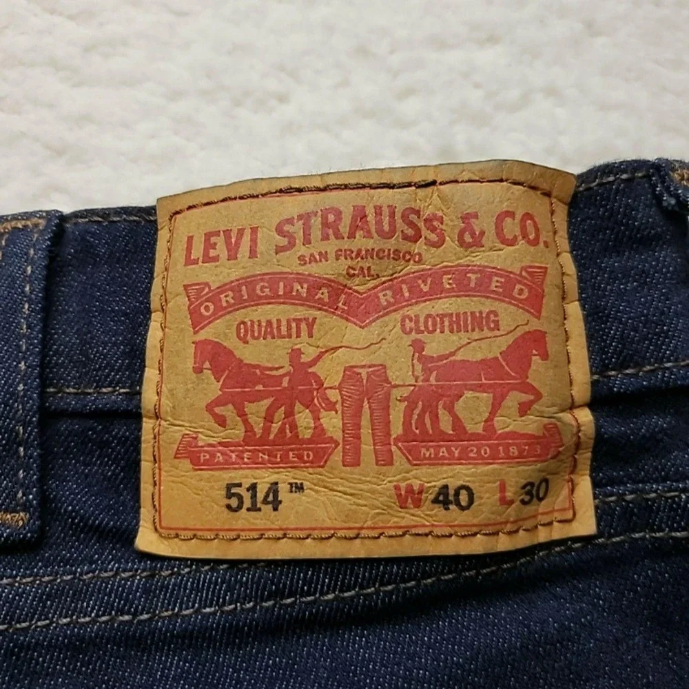 Levis 514 Jeans Mens 40x30 Blue Regular Fit Straight Flex Stretch Denim Pants